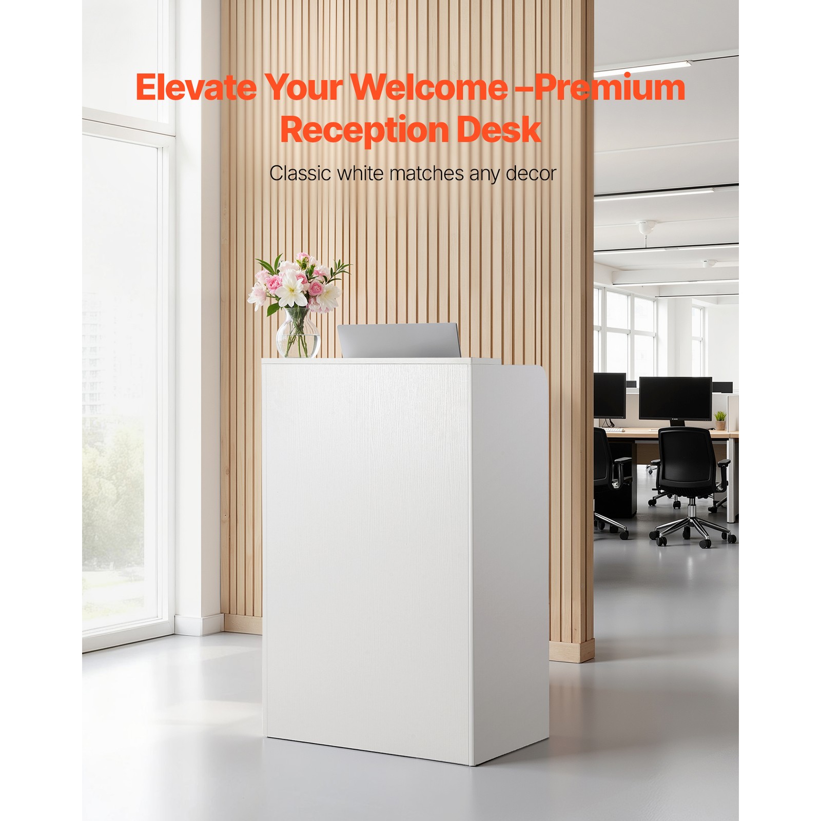 Uimoso Reception Desk 23.6-inch Compact Rectangular Counter with Storage Drawer