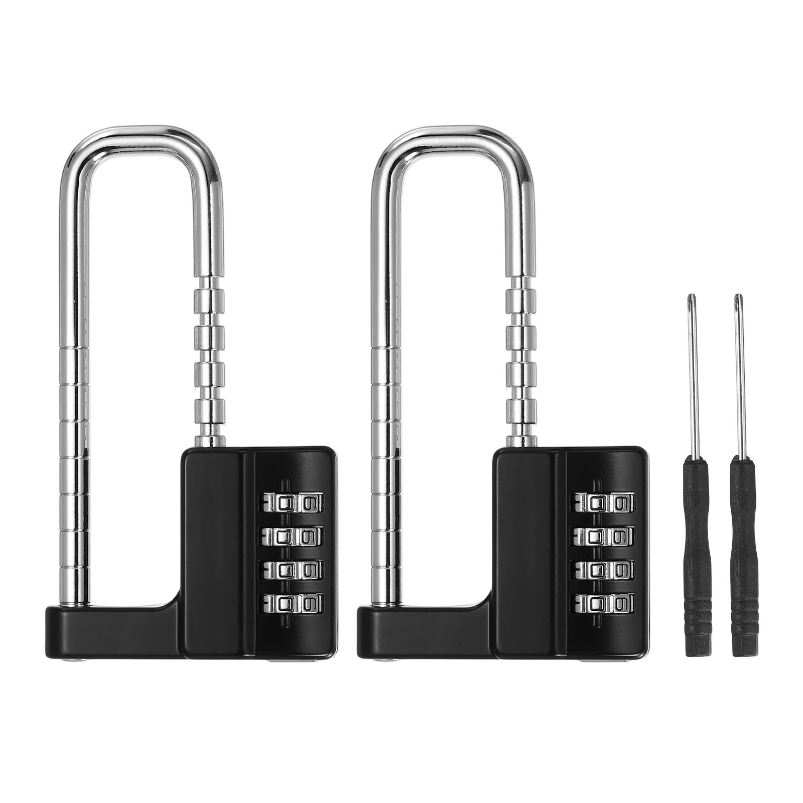 4 Digit Combination Padlock, (4.6 Inch, Black)(2 Set), Cabinet Lock Adjustable