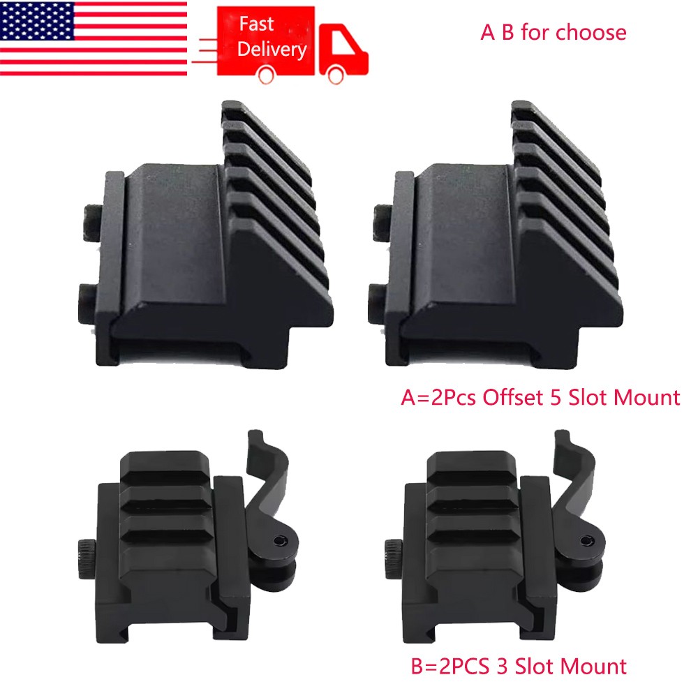 2pcs 45 Degree 5 Slot Picatinny Rail Offset Mount/Quick Release 3 Slot Mount US