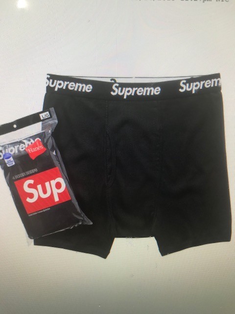 Supreme x Hanes Boxer Briefs Underwear Black Size L Large  Authentic 4 - Pack