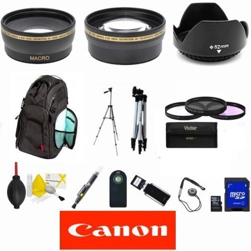 CANON EOS REBEL T3 T3I T5 T5I T6 T6I LENS WIDE ANGLE LENS 16GB SD LARGE BACKPACK