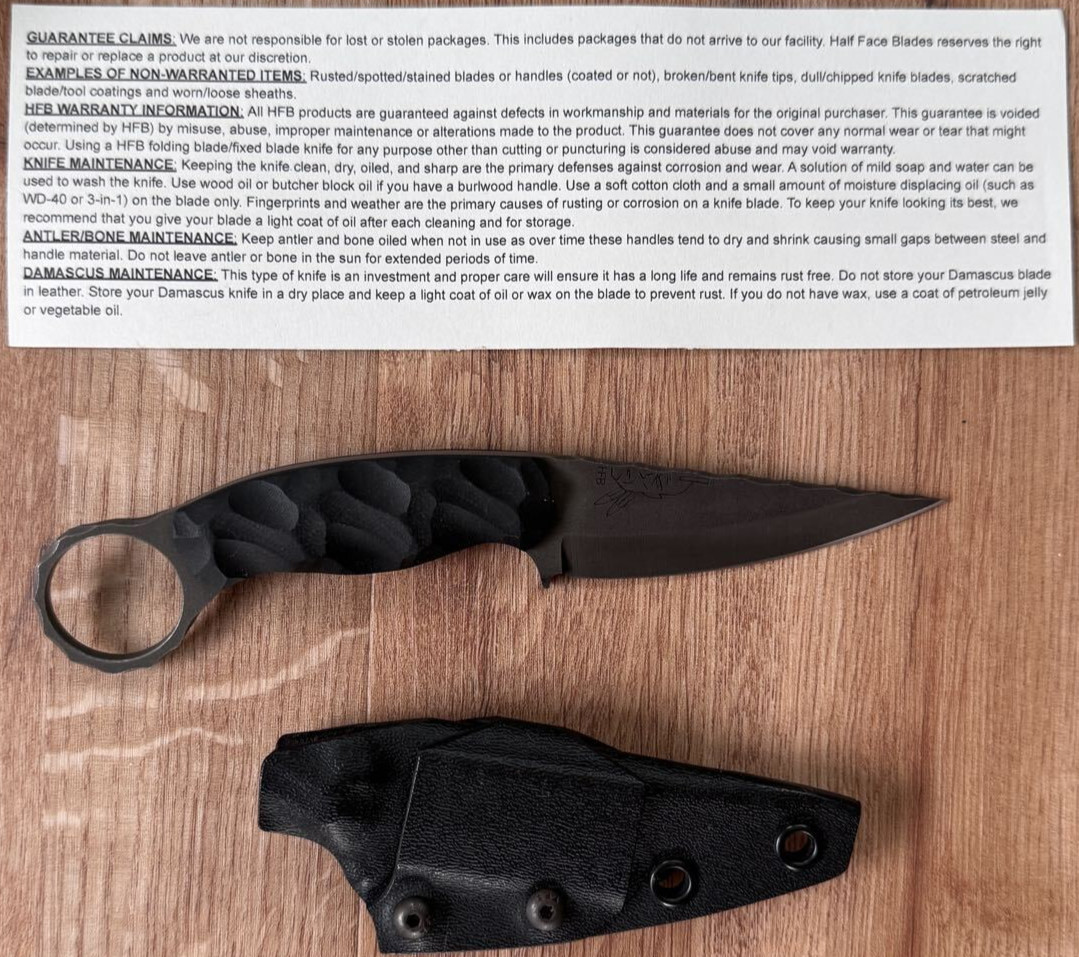 New Half Face Blades Osoraku Karambit Knife Black G10 Handle S45VN Outdoor