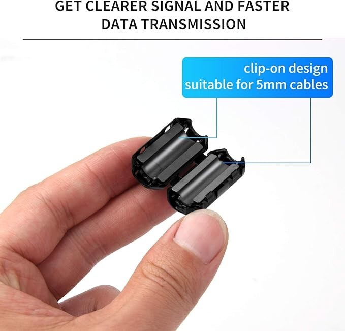 Ferrite Ring Core Black Noise Suppressor Cable Clip-20Pcs.