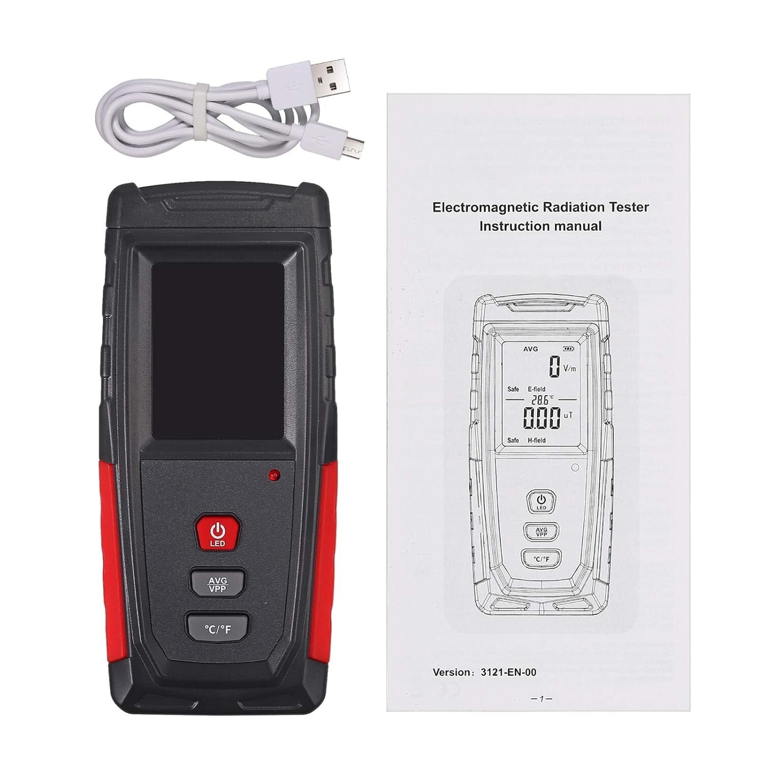 EMF Meter, Rechargeable Digital Electromagnetic Field Radiation Detector USB NEW