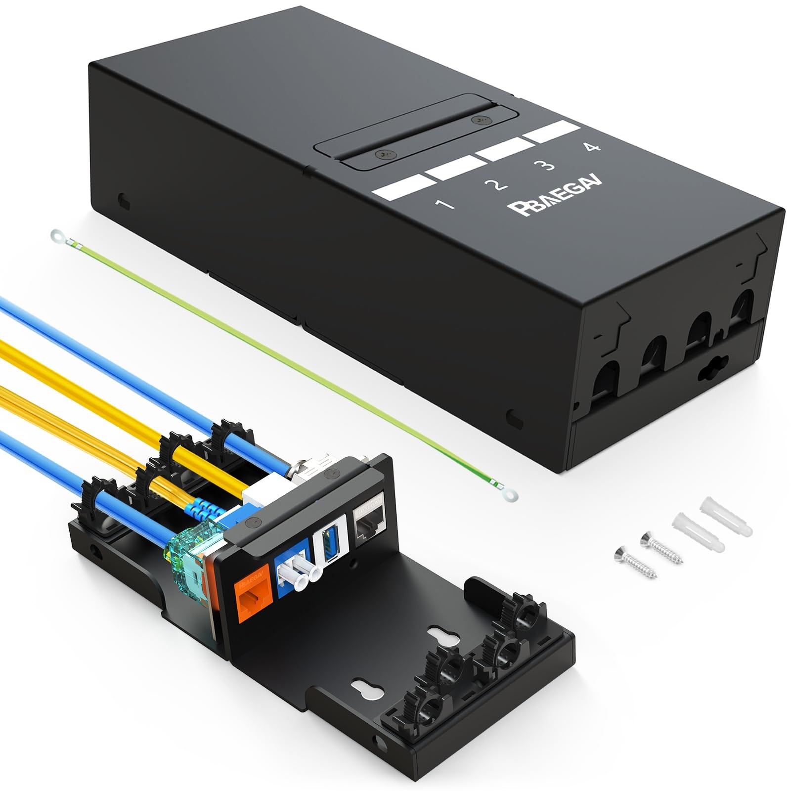4 Port 1U Shielded Blank Keystone Patch Panel Compatible LC/SC/ST/FC/USB/HDMI