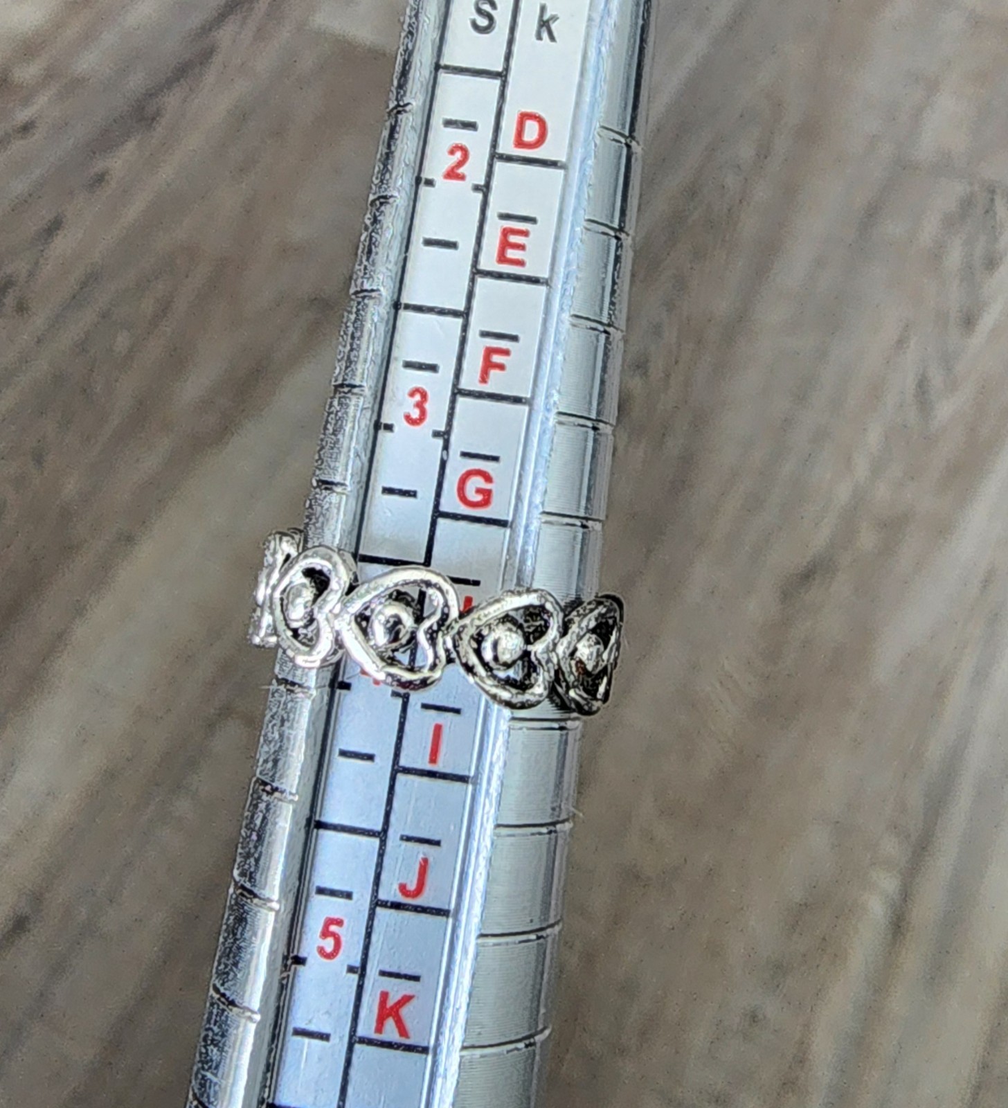 Silver Tone Hearts Toe Ring Size 4