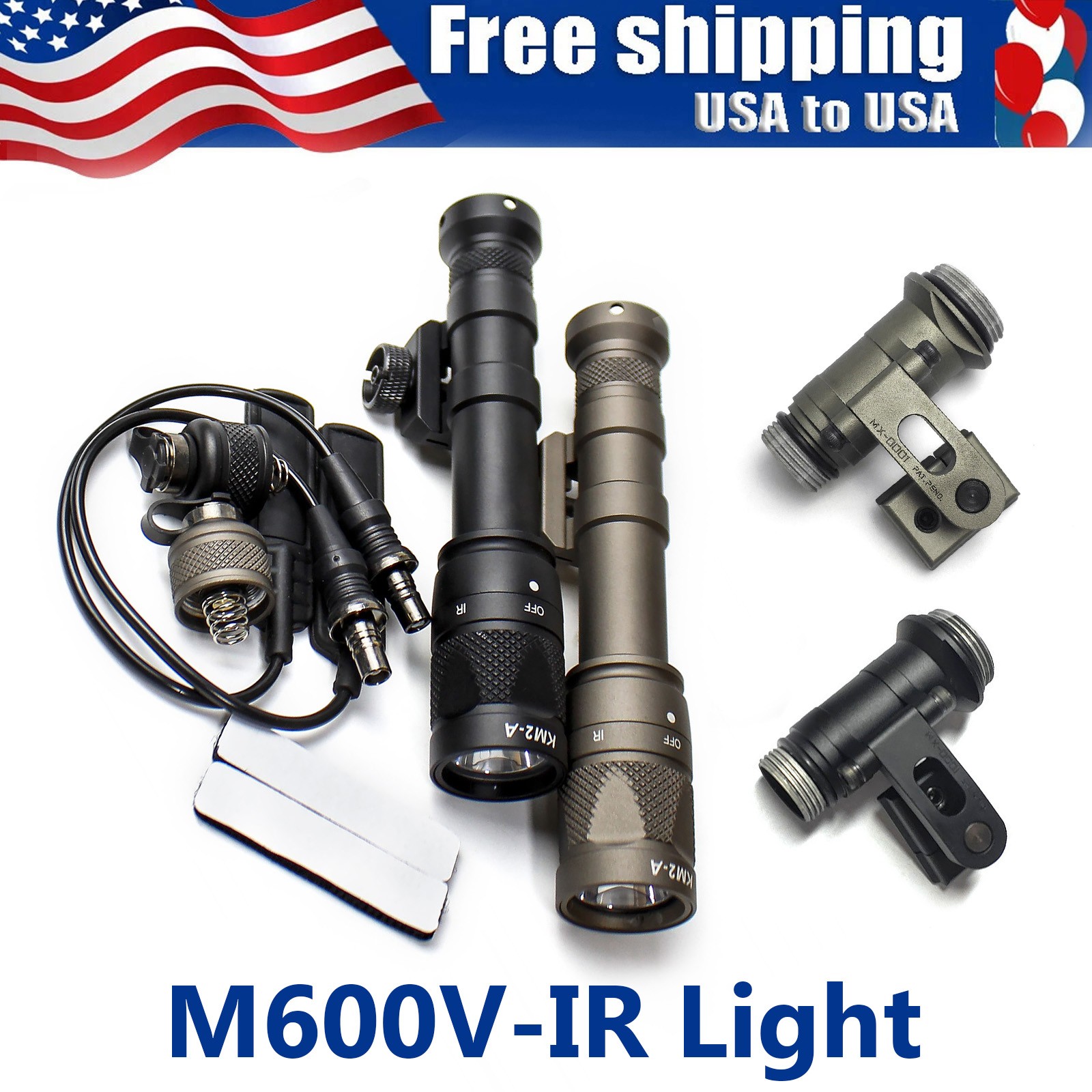 US Tactical M600V IR Infrared & LED Flashlight with Remote Switch + Light Mount