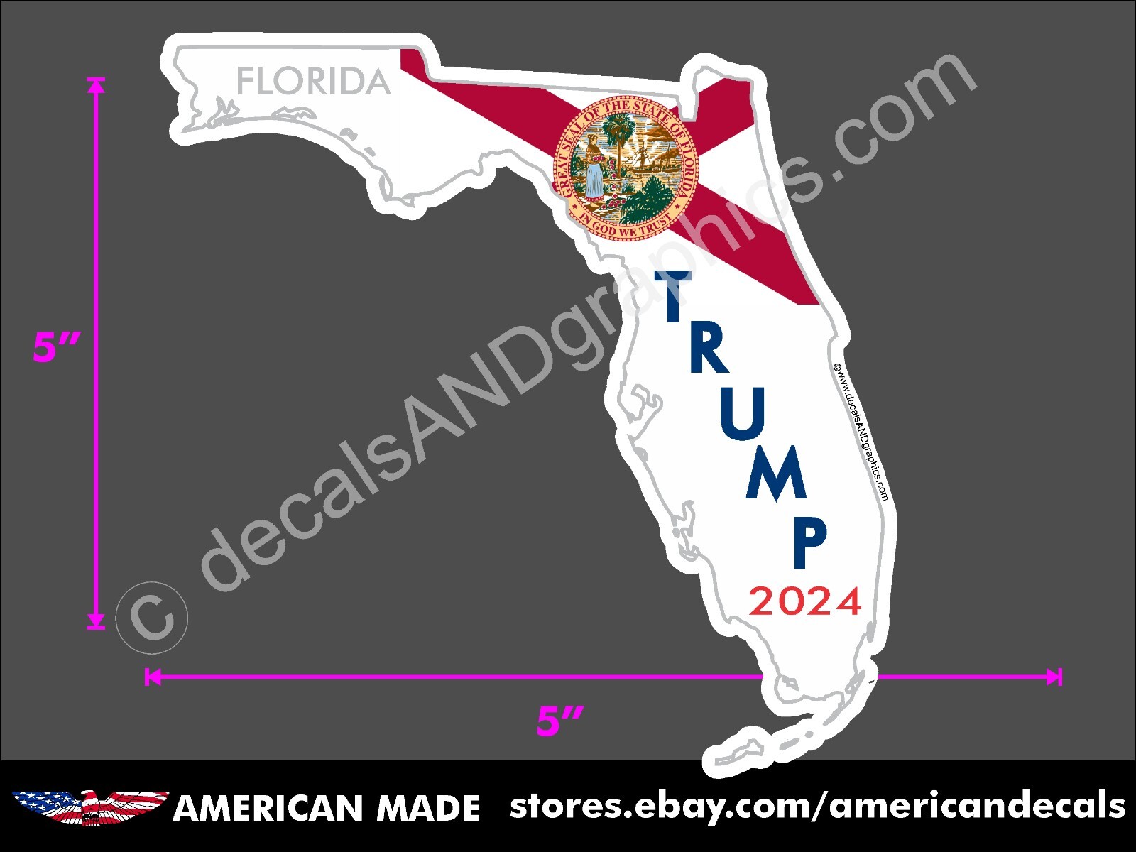 (2) TRUMP STICKERS FLORIDA STATE 2024 POLITICAL BUMPER WINDOW DECAL