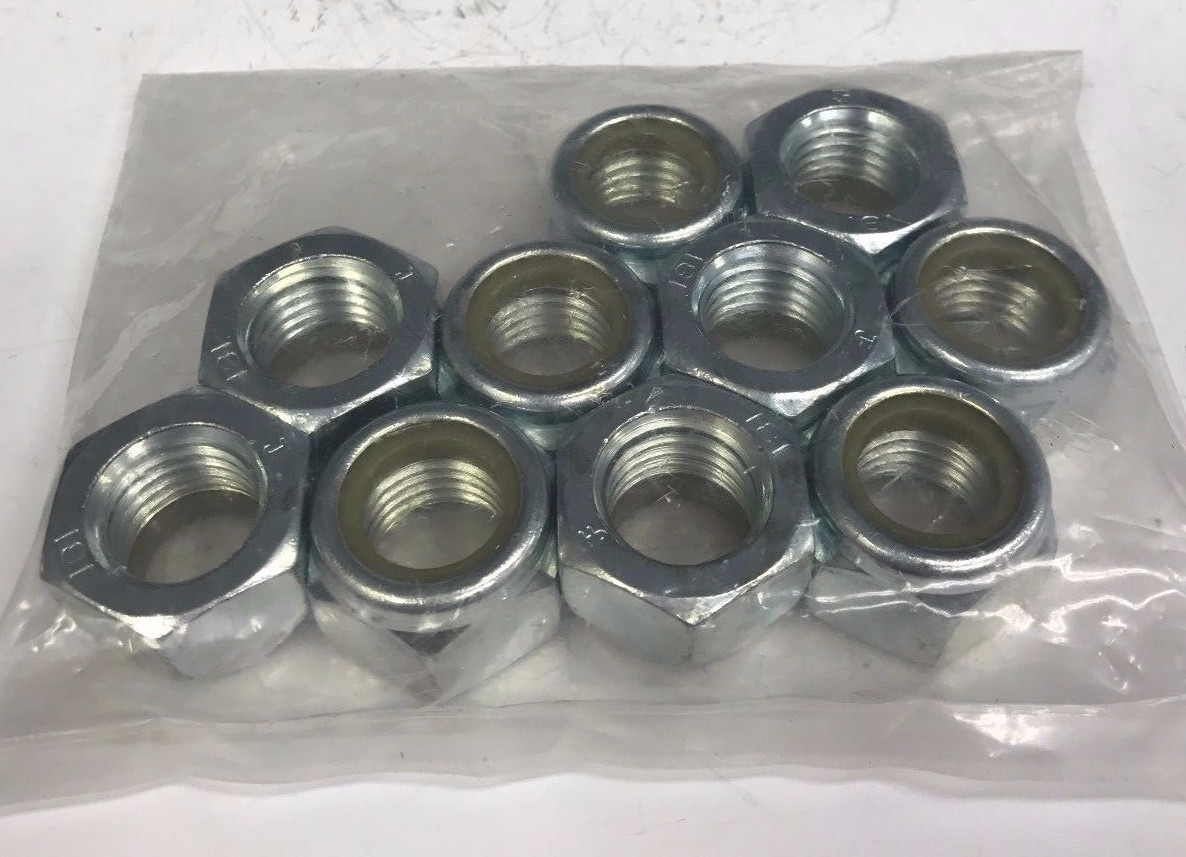 QTY/10 Hex Nylock Nuts 3/4" Nylon Insert Lock nuts, Stainless