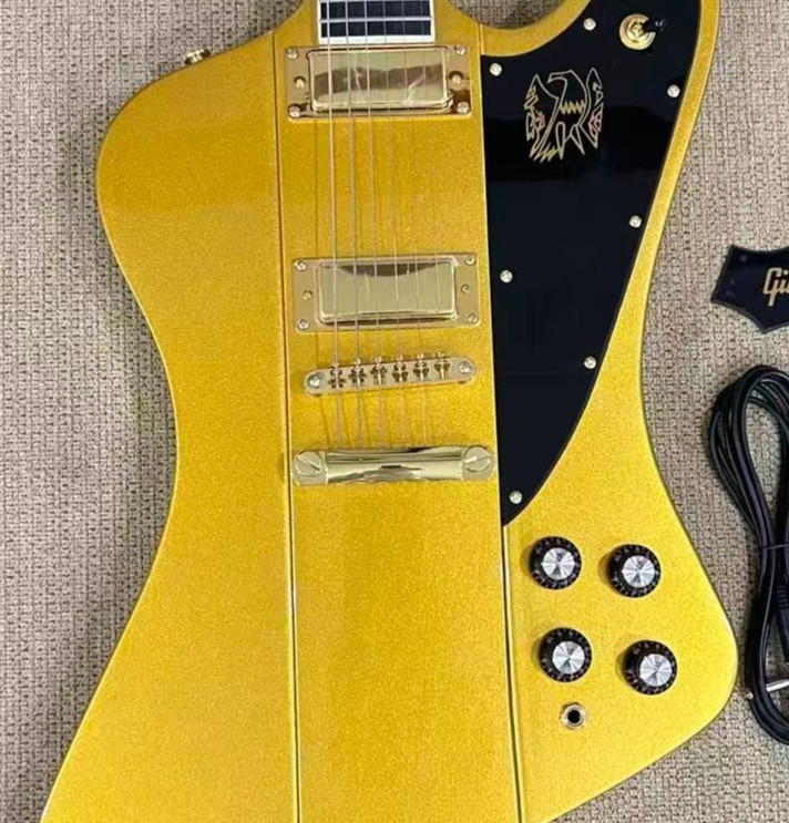 Fire Bird 50th Anniversary Edition Double Gold Electric Guitar 6Strings Ship US