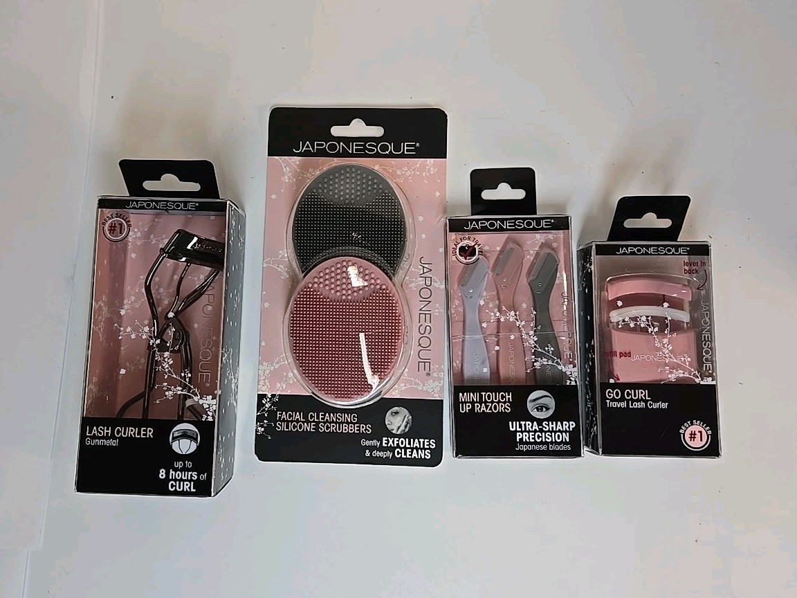 Japonesque Eyelash Curler, Travel Size, Mini Razor Facial Cleasing Scrubbers Set