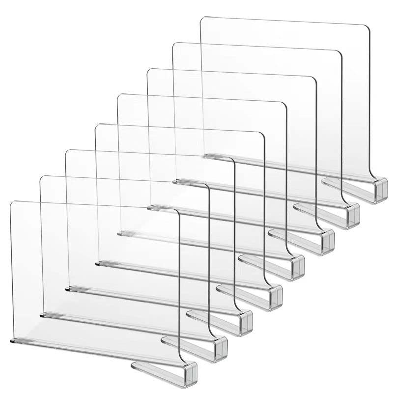 LikeU 8 PCS Acrylic Shelf Dividers for Closets,Wood Shelf Dividers,Clear Shel...