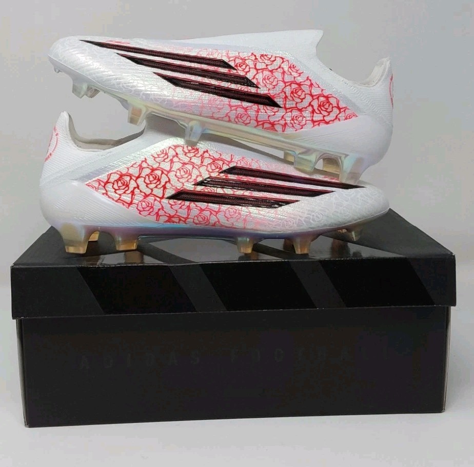 Adidas F50 Elite Laceless FG Soccer Cleats White Red Black Mens 7.5