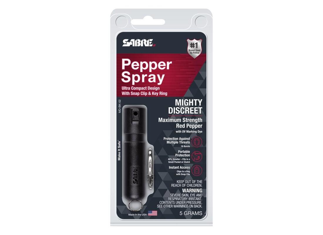 Sabre MD-BK-02 Pepper Spray Mighty Discreet Black Plastic Black