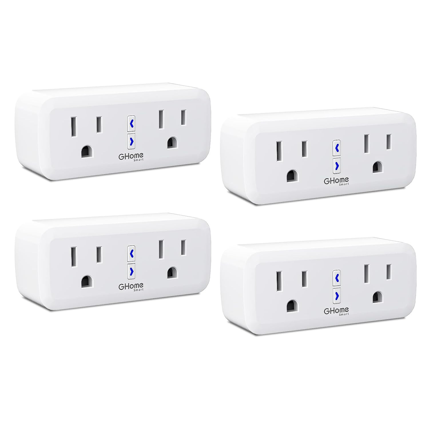 15A Dual Smart Plug 4 Pack,  Plugs That Work with Alexa and Google Home, 2-In-1