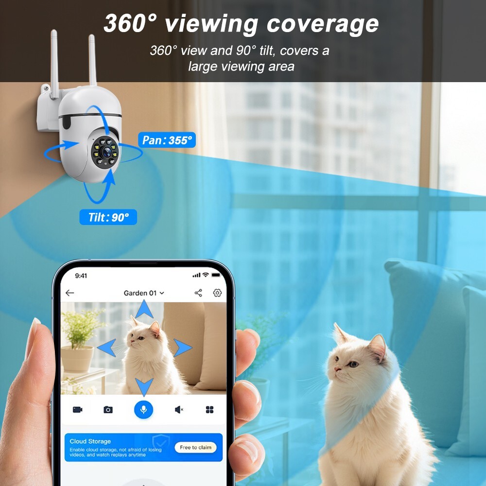 5PCS PTZ Wireless WIFI Security Camera 5MP Home System Color Night Vision