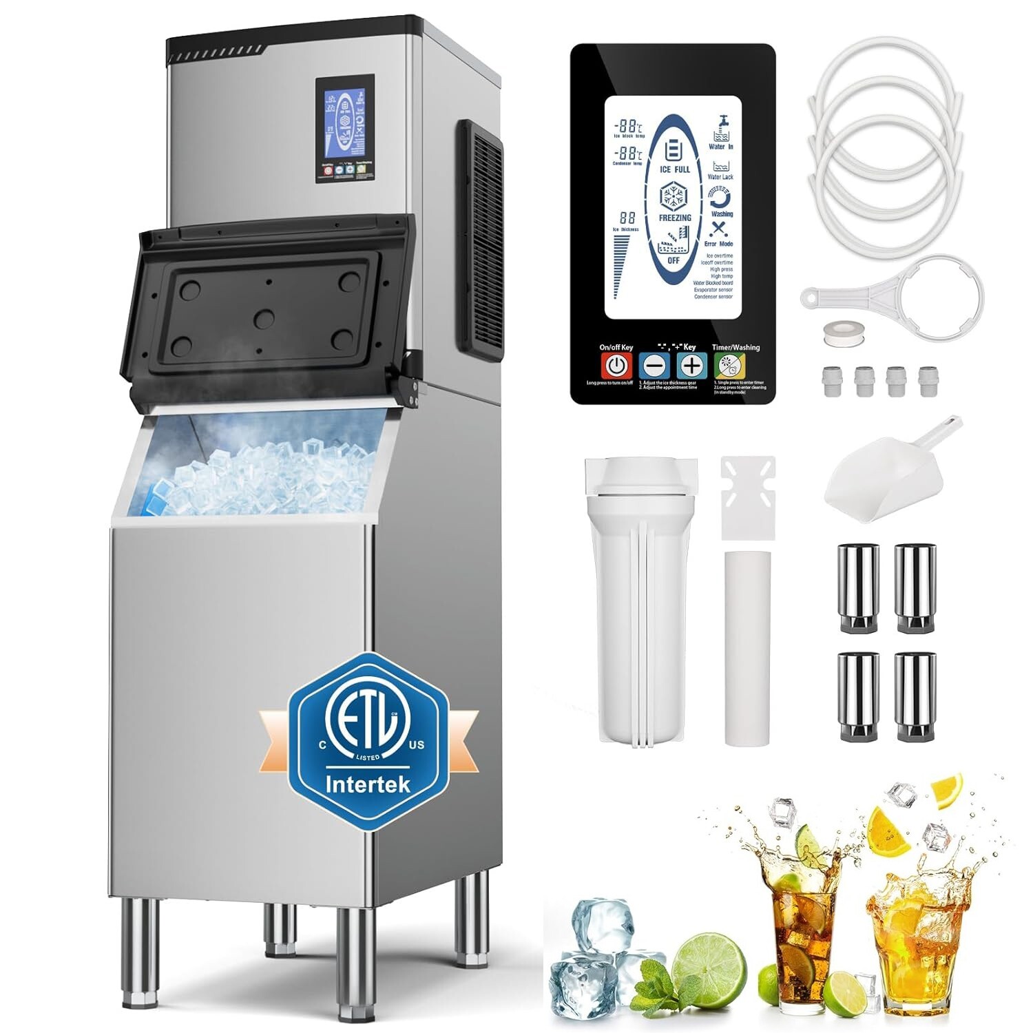 Commercial Ice Maker Machine 680LBS/24h Large Ice Machine 234 Ice Ready in 8-12M
