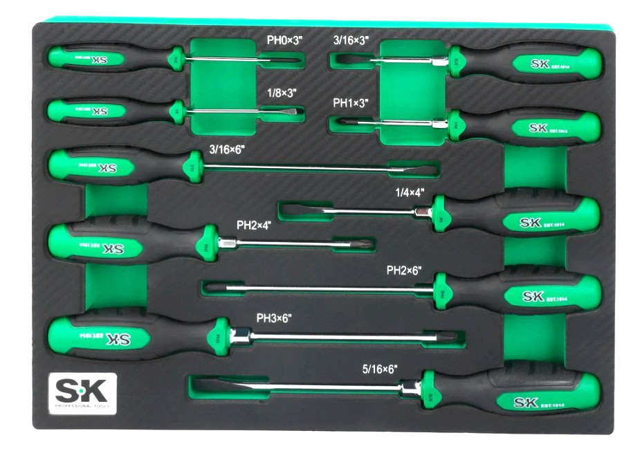SK Professional Tools 10 Piece Dual-Material Magnetic Screwdriver Set WARRANTY