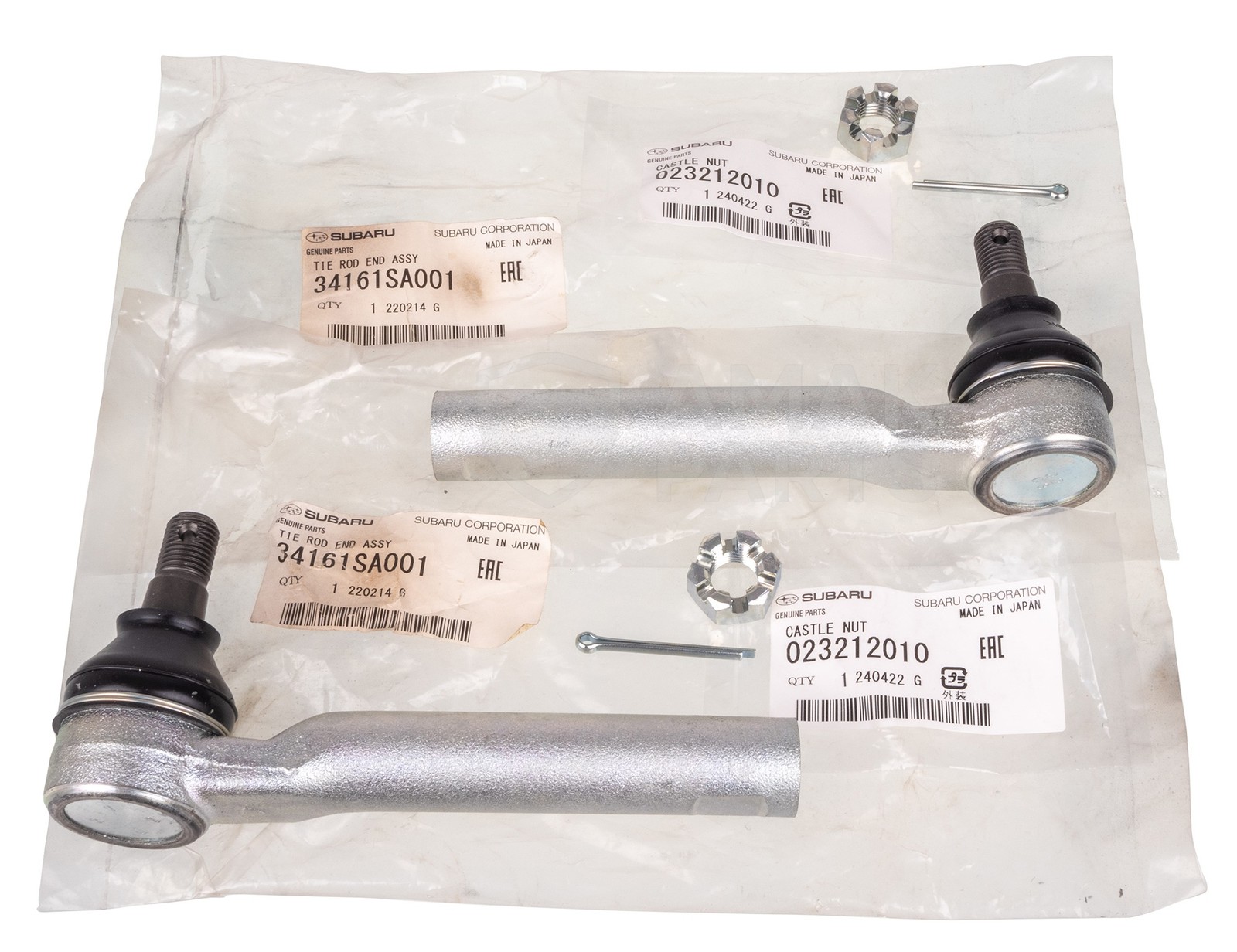 Genuine OEM 2xOuter Tie Rod with Castle Nut and Cotter Pin for Subaru 34161SA001