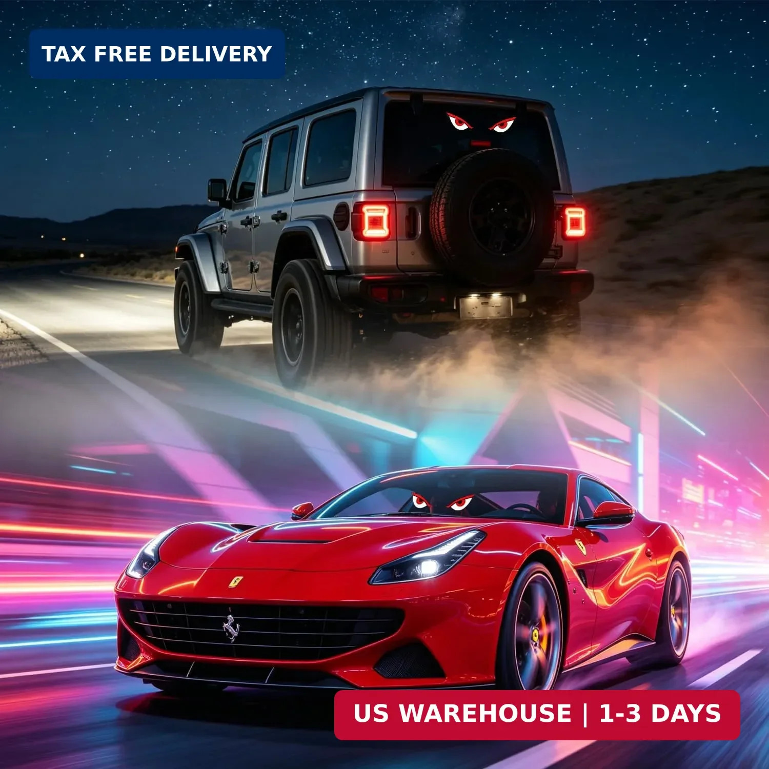 Solar Demon Eye LED Car Wireless Window Light, Devil Eye Light for Windshield Su