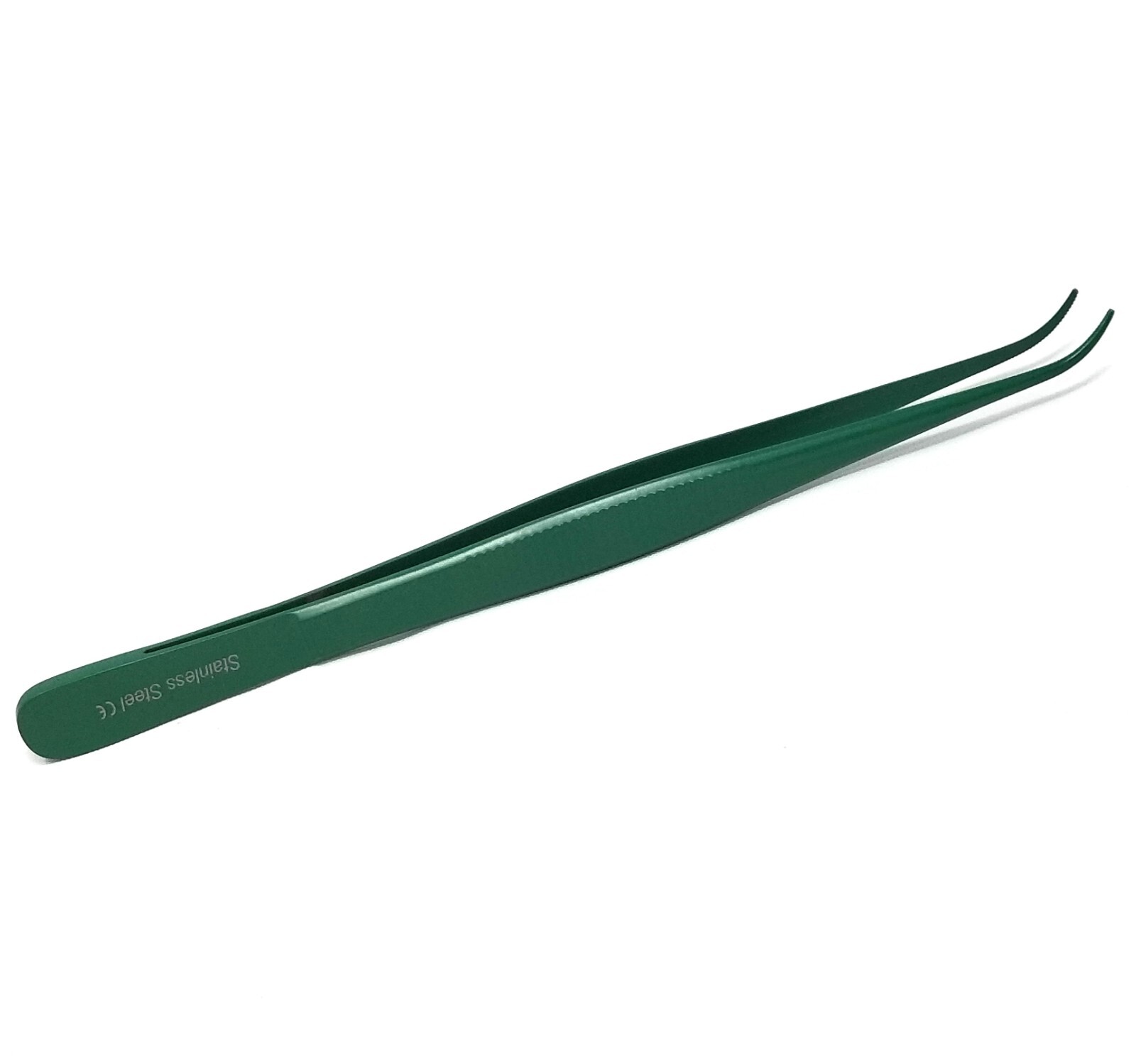 PTFE Scientific Lab Forceps Narrow Point Serrated Tweezers 6" Curved