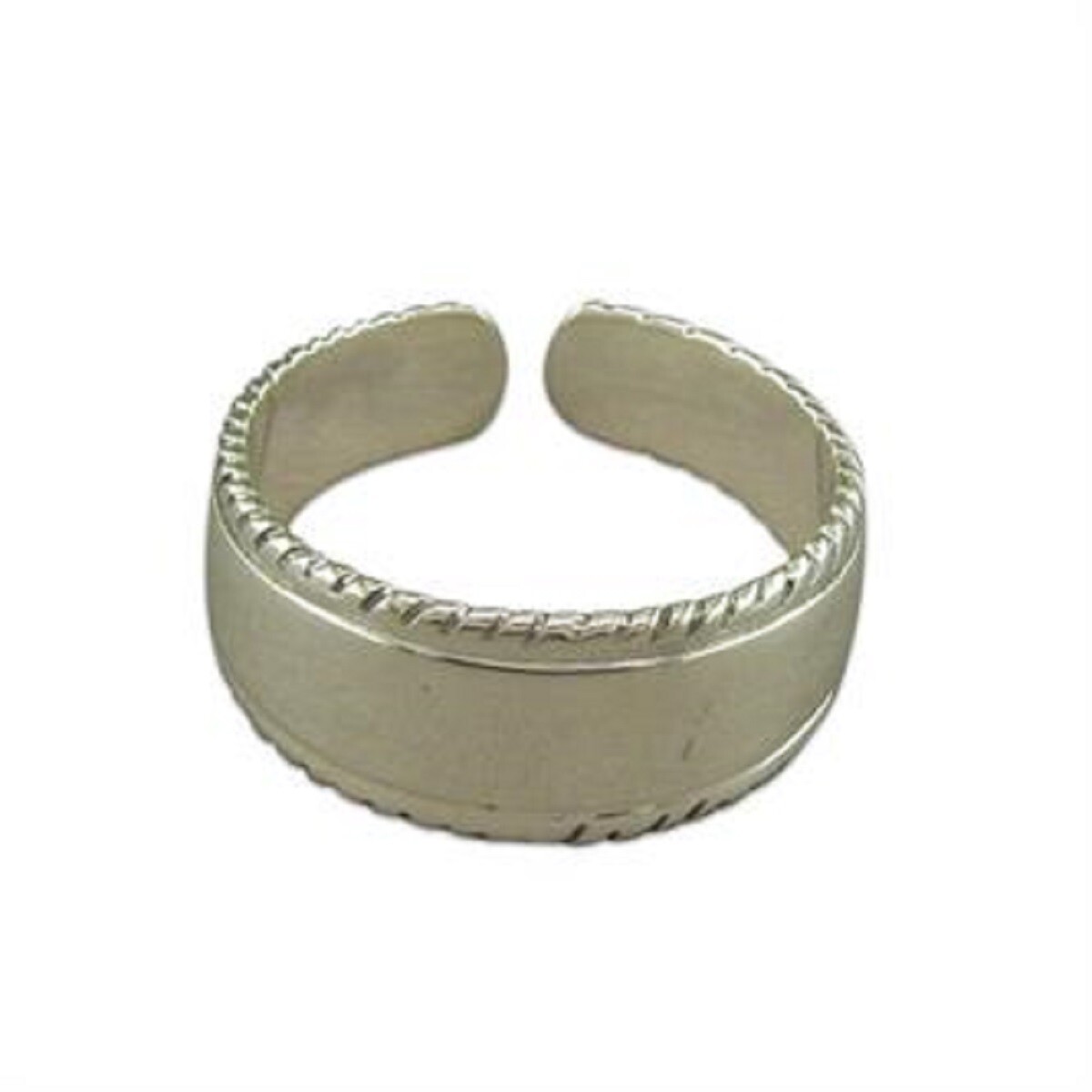Sterling Silver Wide Band toe Ring with twist edges 2.1g