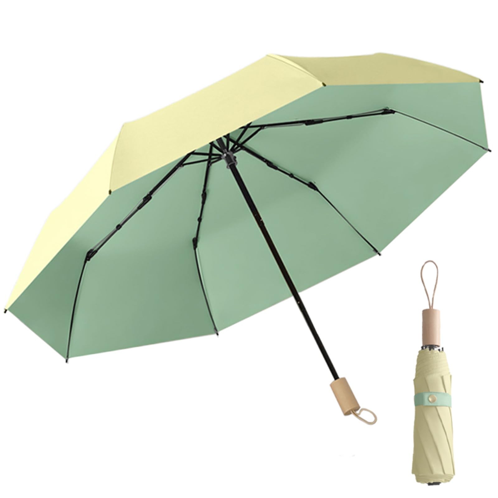 SFDRANVEX Automatic Compact Folding Umbrella, Windproof Compact, Pale yellow