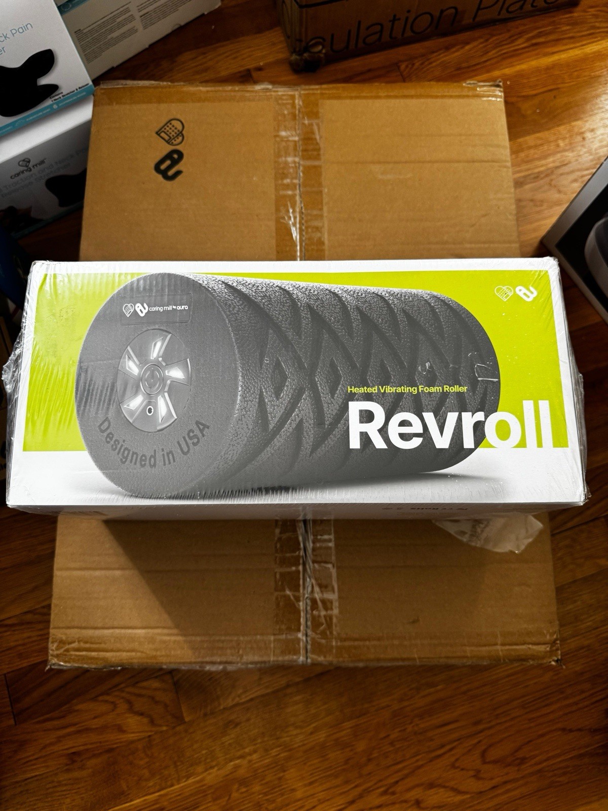 Caring Mill Aura Revroll Heated Vibrating Foam Roller Bluetooth Remote Black