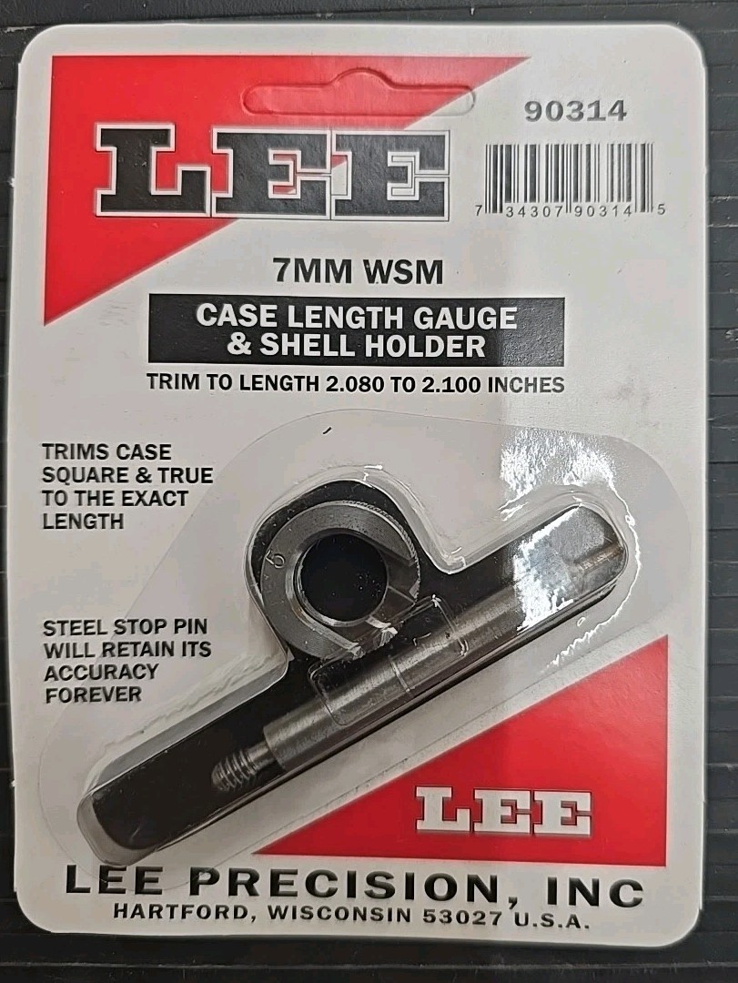 NEW! Lee 90314 Case Length Gauge & Shell Holder 7MM WSM WINCHESTER PRECISION