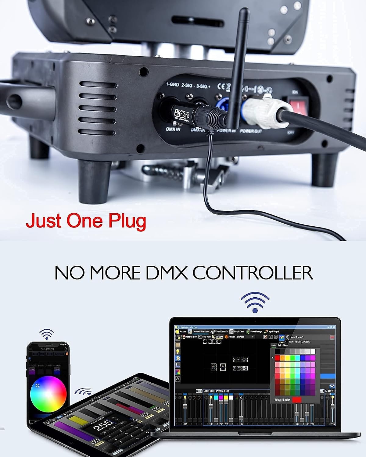 2.4G Wireless DMX Controller - Compact Wi-Fi Transceiver, Supports Artnet & sACN