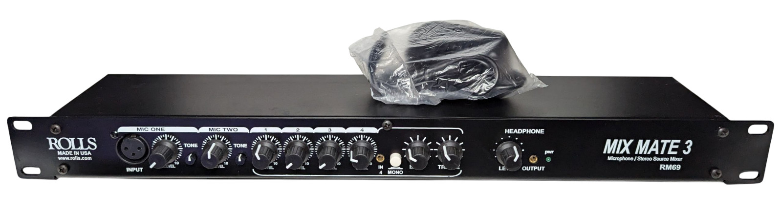 Rolls RM69 MixMate 3 Mixer 2 Channels 4 Sources Black W/ Power Cord -VIDEO BELOW