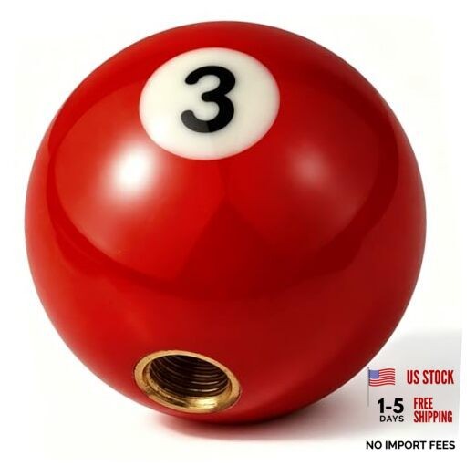 Billiard Ball Gear Stick Shifter Head Resin Transmisson Shift Lever Knob Red 3