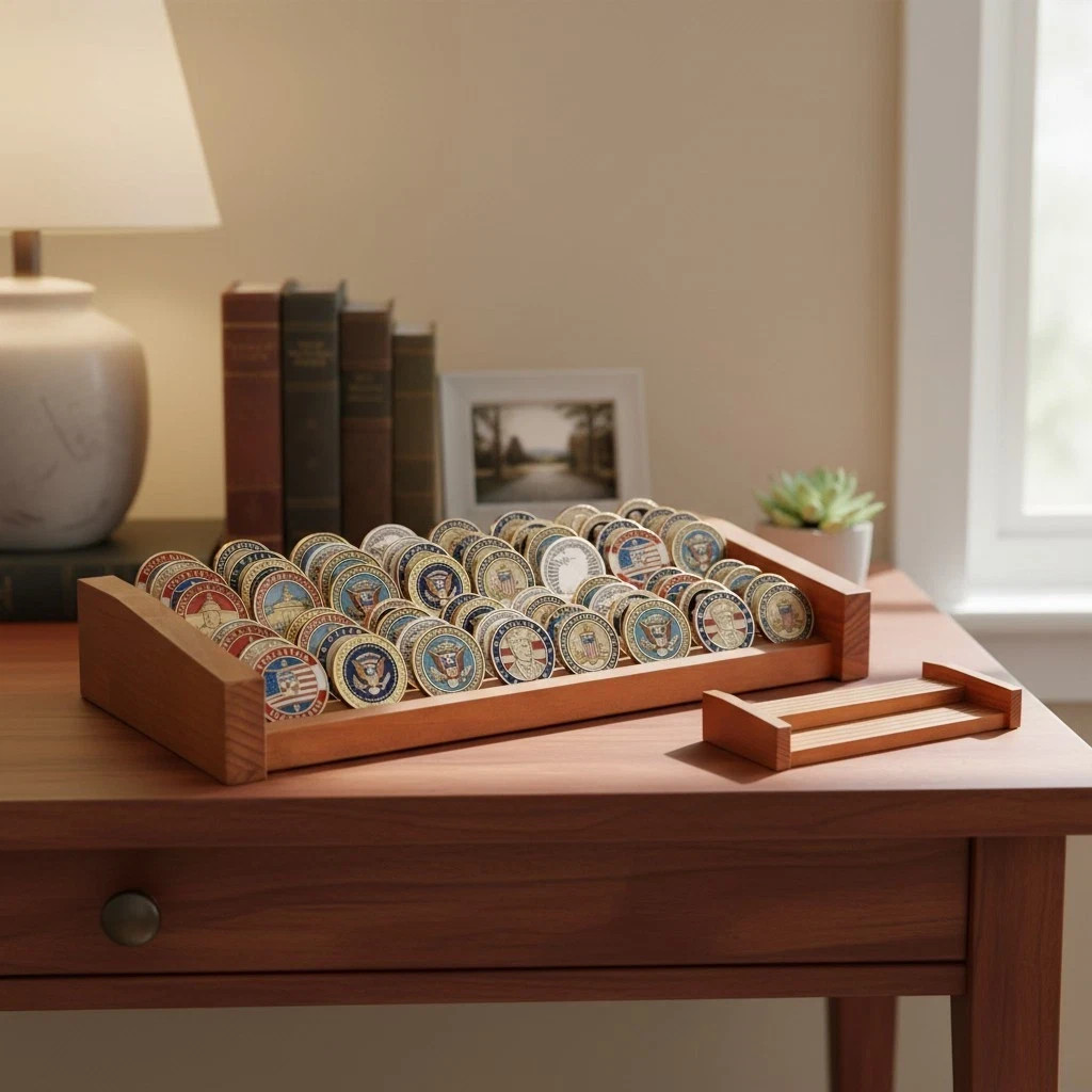 8 Rows Coin Stand Holders Display Case Holds 50-70 Coins Shelves for Coin Lovers