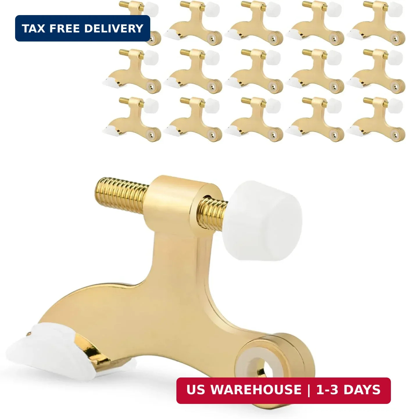 16 Pack Hinge Pin Door Stopper Bright Brass - Adjustable Heavy Duty Gold Hinge P
