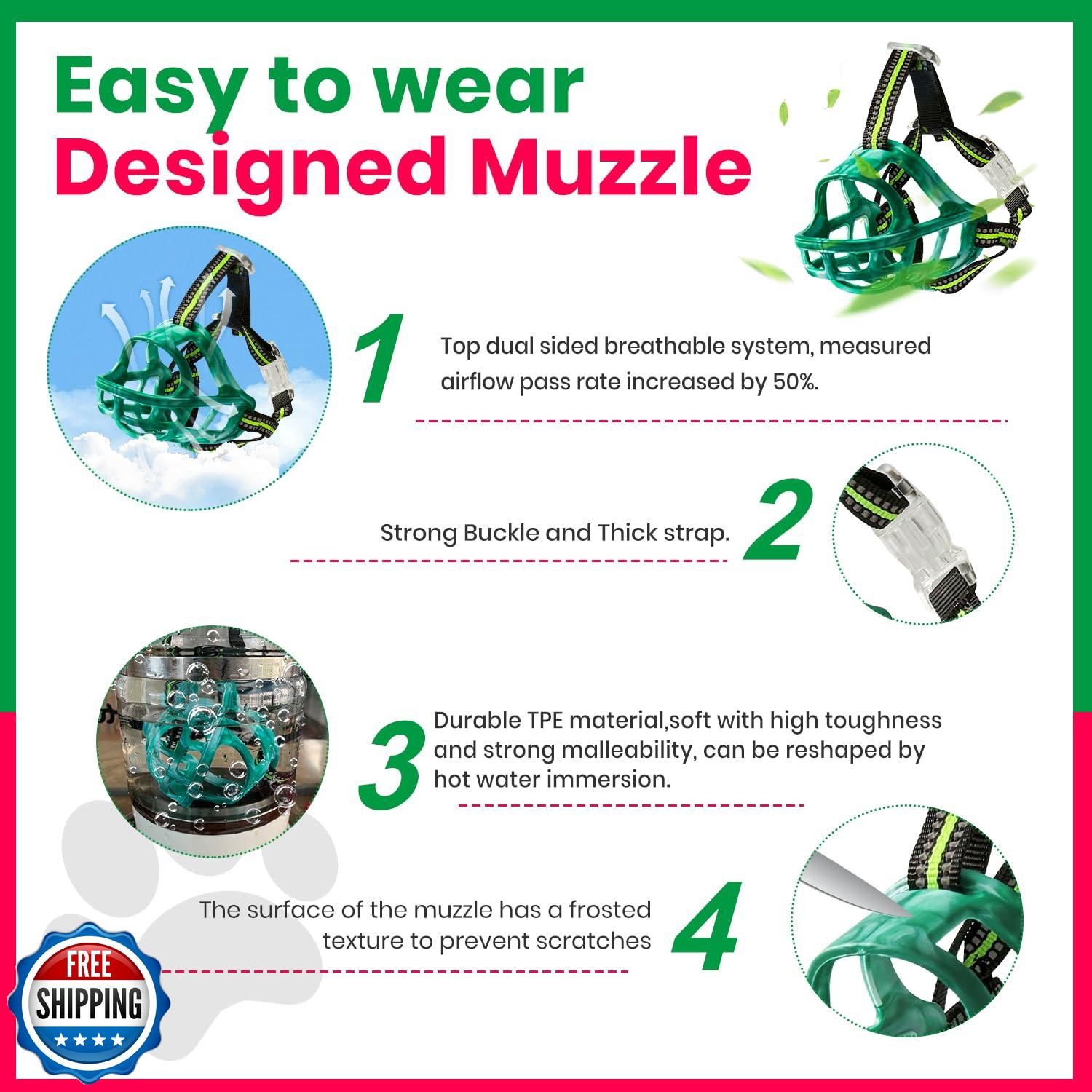 OKKIC Dog Muzzle, Basket Muzzle for Small Medium Large Dogs, Anti-Biting and