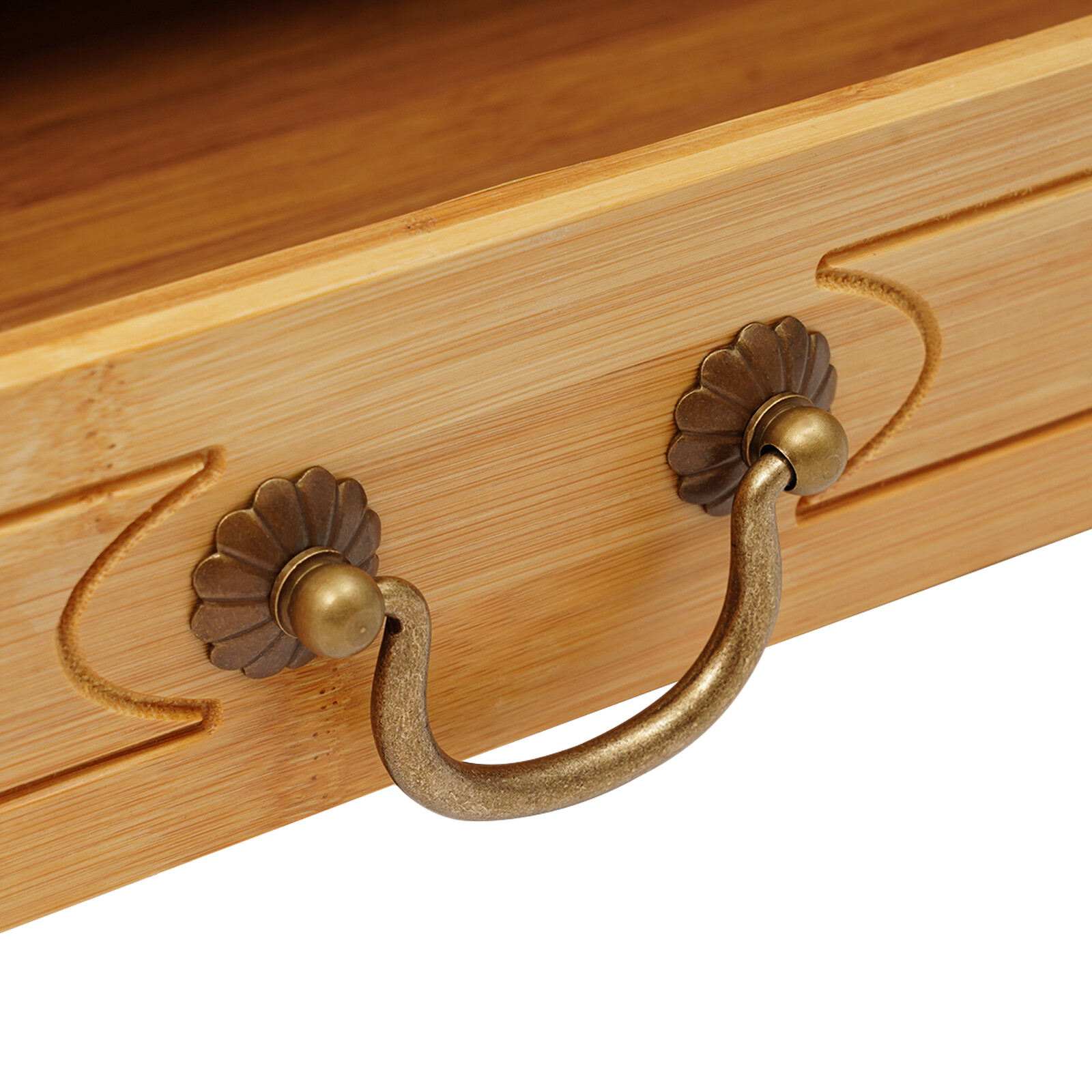 Meditation Storage Table with Drawer, Bamboo Desktop Organizer Chinese Style