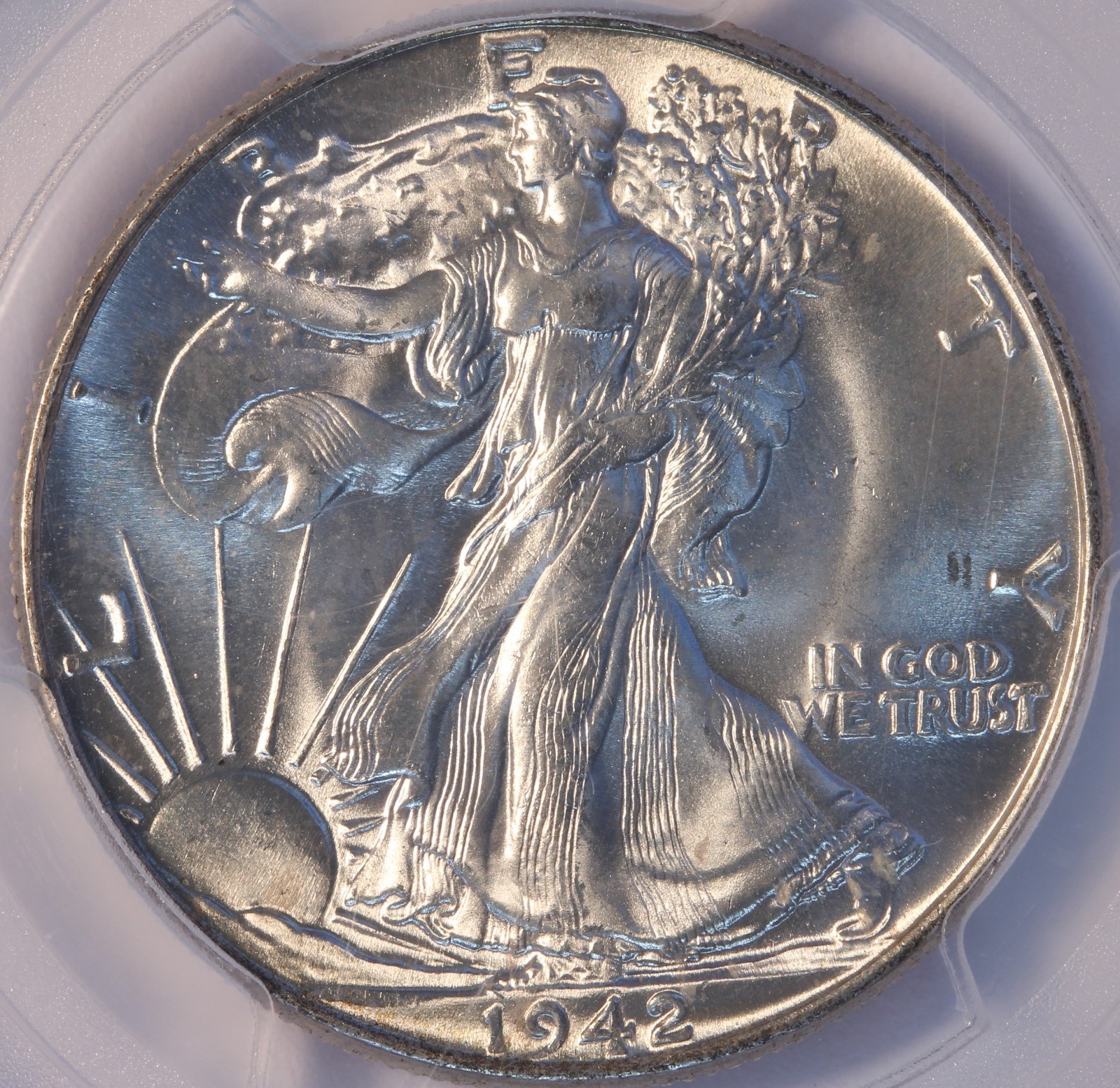 1942 P Walking Liberty Half Dollar, PCGS MS66, Blazing, Full White Gem, Sharp!