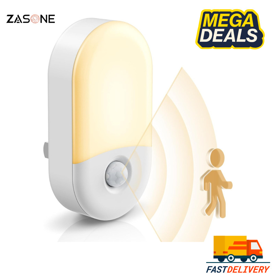 LOHAS LED Motion Sensor Night Light Plug-In 3000K Warm White 2 Pack Adjustable
