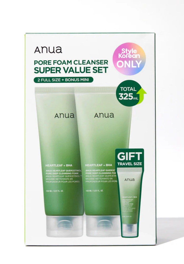 Anua Pore Foam Cleanser Super Value Set - 2 Full Size (150ml x 2) + Bonus Mini