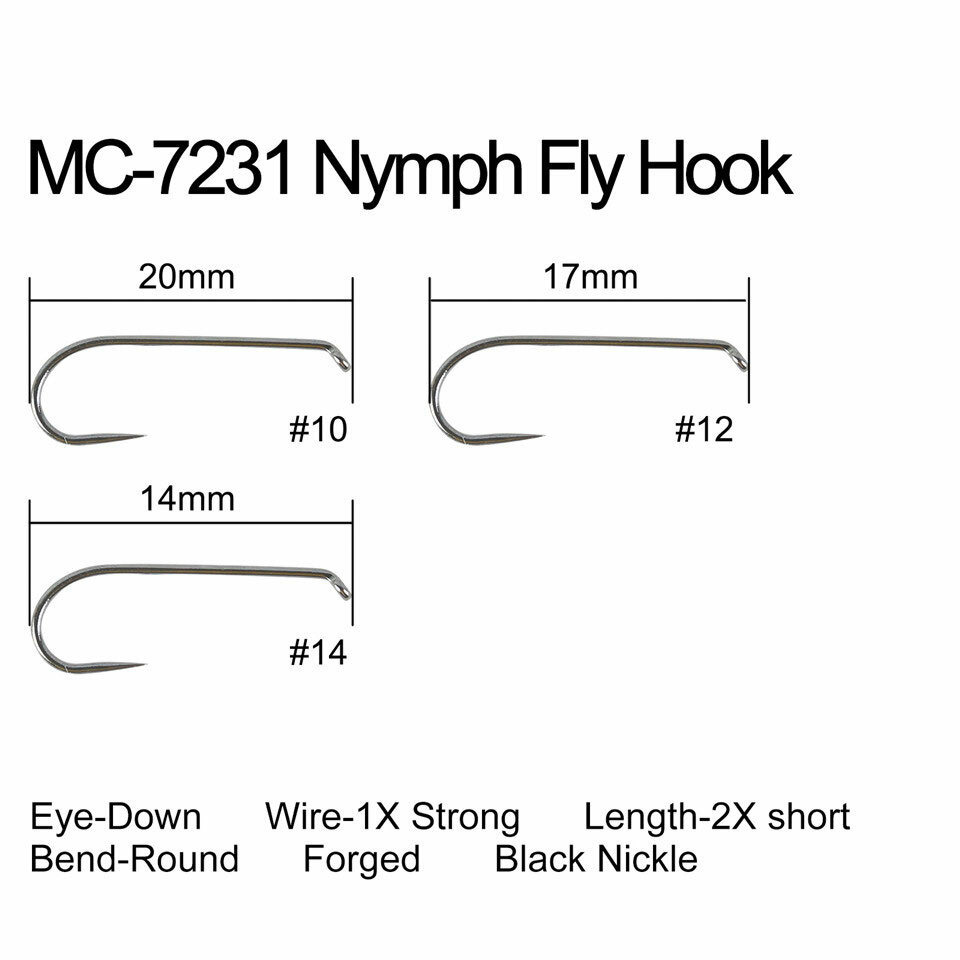 Maxcatch 100pcs 10# - 18# Fish-Friendly Barbless Fly Tying Hooks Dry&Wet&Nymph