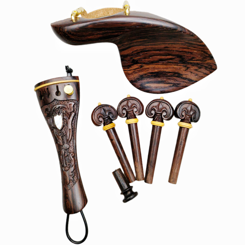Rosewood Violin Accessories Set Kits Fiddle Fittings Carved Violin Tailpiece peg