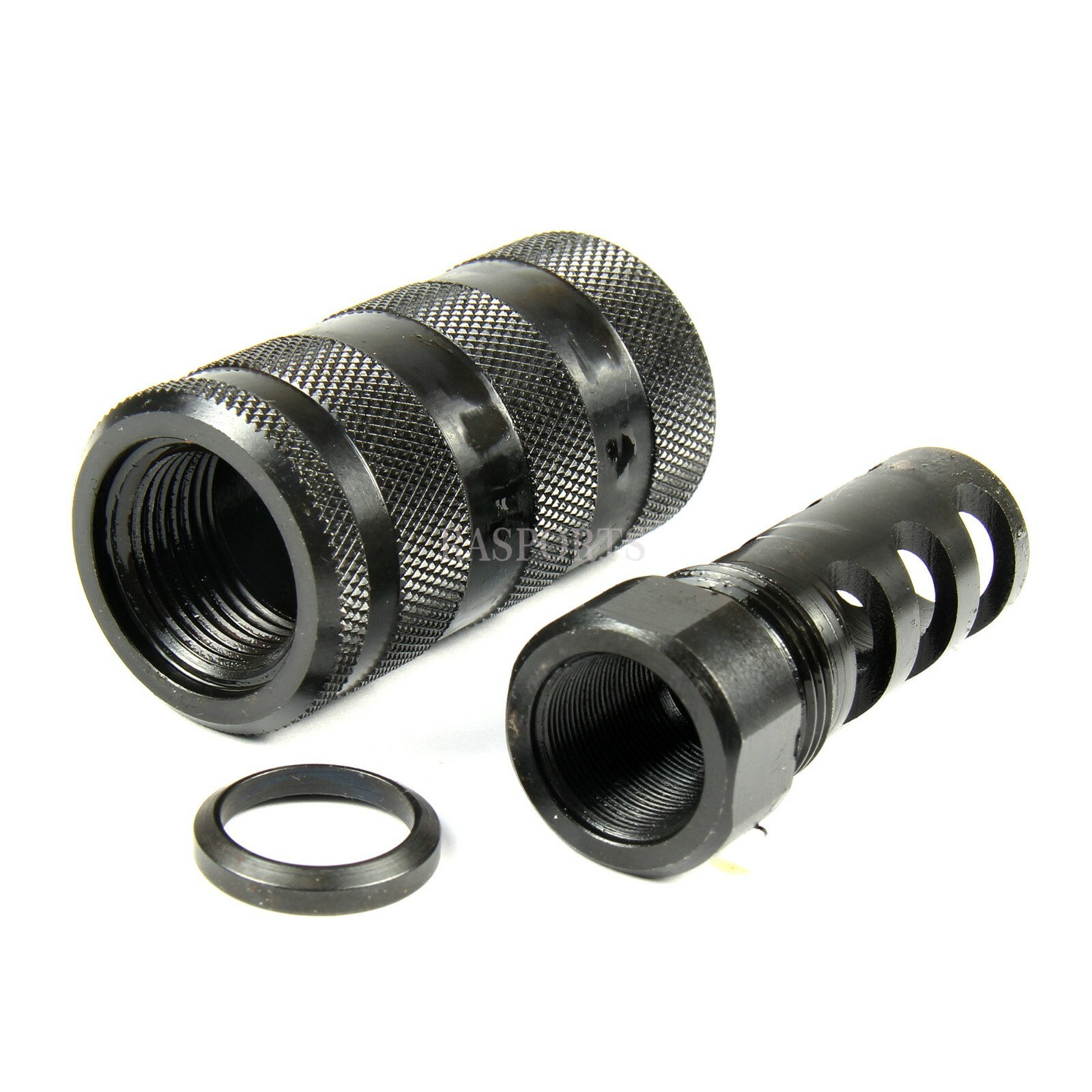 ALL STEEL Muzzle Brake 5/8x32 TPI  for .458 Socom + Knurled Forwarder 13/16-16