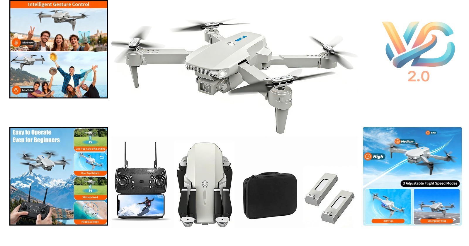 Foldable 4K Camera Drone for Adults WiFi FPV Gesture Control 30Min
