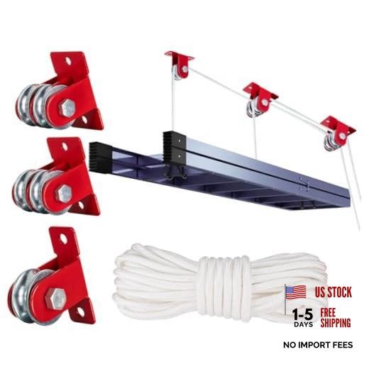 M32 Double Pulley System Hoist, Pulley Block with 65FT Nylon Rope Pulley,