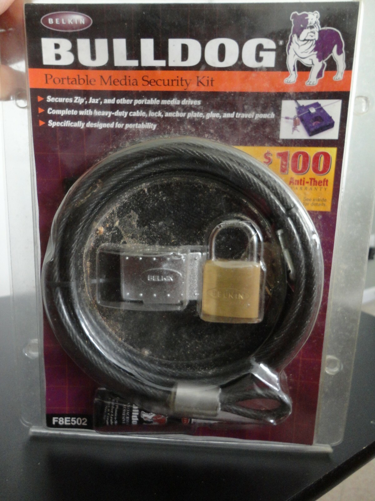 BULLDOG PORTABLE MEDIA SECURITY KI #F8E502 CABLE LOCK KEYS TRAVEL POUCH