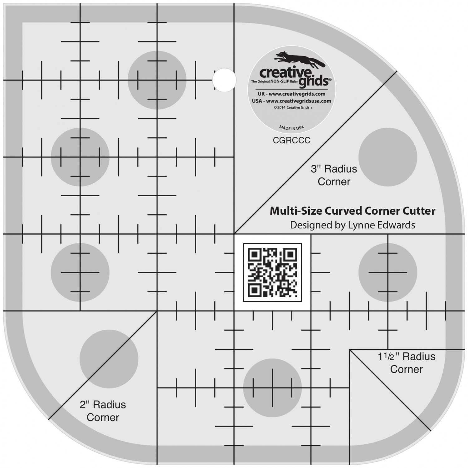 Genuine Creative Grids Curved Corner Cutter Quilt Ruler Part# CGRCCC