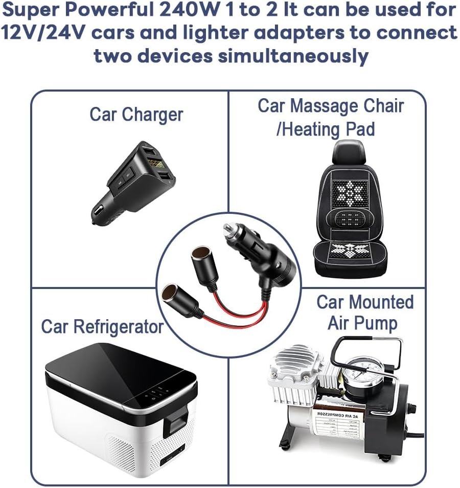 Compact Car Dual Cigarette Lighter Adapter - Fast Charge & Easy Use for Drivers