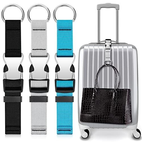 3 Pcs Add a Bag Luggage Straps Jacket Gripper Heavy Duty Black, Blue and Grey