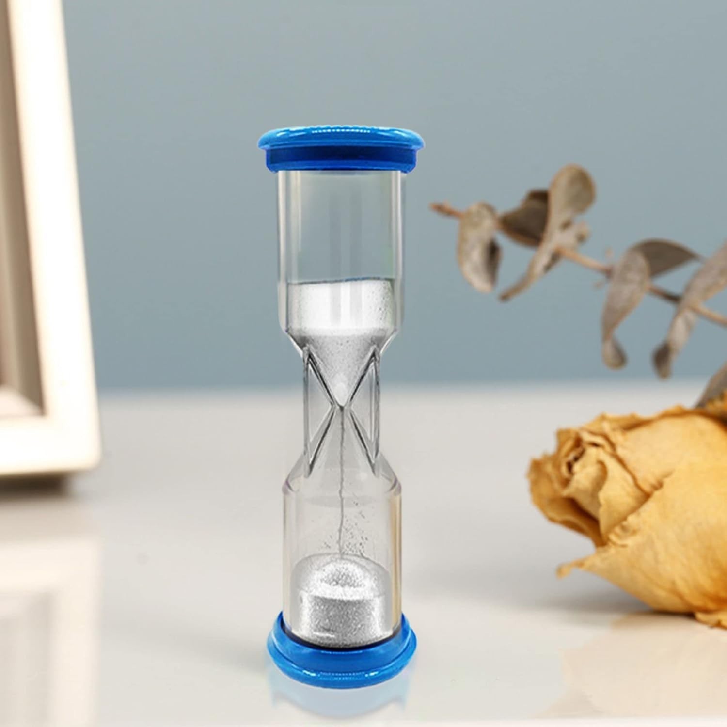 Blue 2-Minute Sand Timer Plastic Kitchen Timer Decor Educational Use-Case Rea...