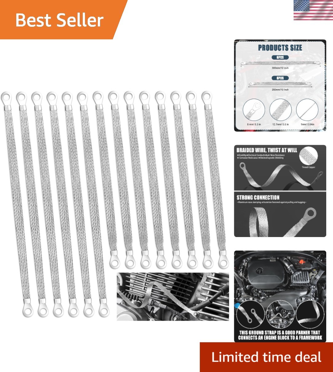 High-Performance 14pcs Ground Straps - Durable Copper & Excellent Conductivity